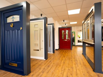 Modern entrance doors on display at Brackenwood Reading