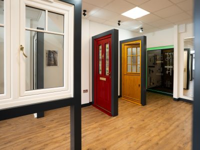 Modern entrance doors on display at Brackenwood Reading