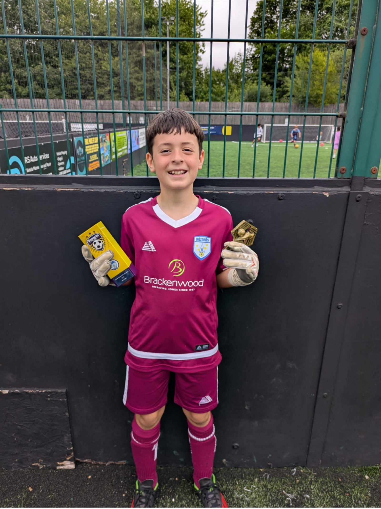 A Winklebury Wizards player receiving an award at the 2025 end-of-season ceremony